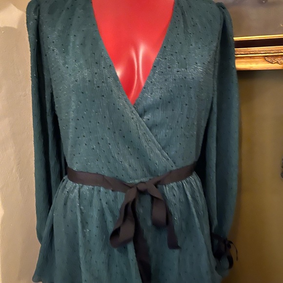 Just Me Emerald Green and Polka Dot tiered Maxi Dress NWOT - Picture 6 of 11